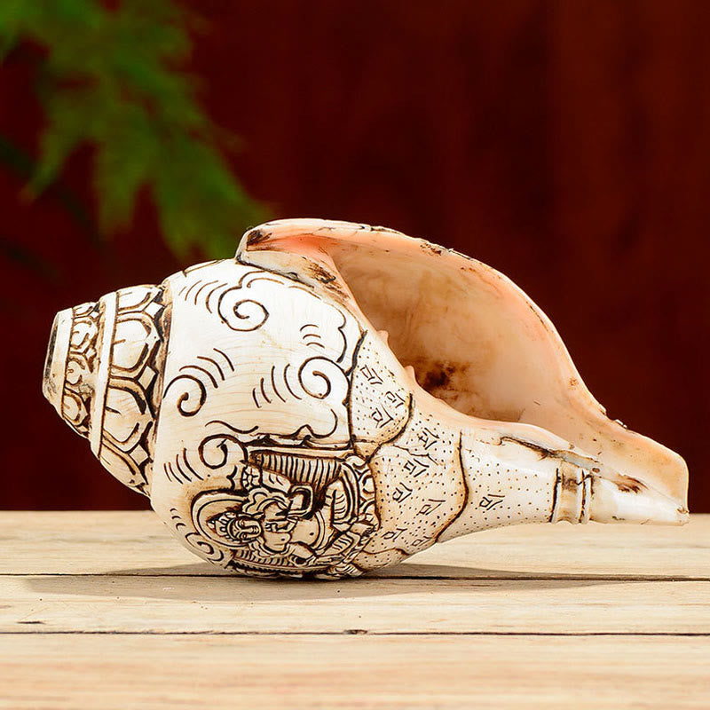 Tibetan Handmade Engraved Shankha Conch Shell Decoration