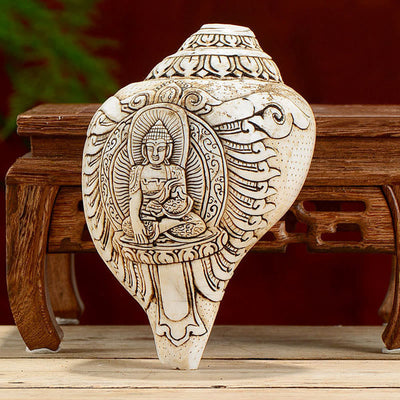 Tibetan Handmade Engraved Shankha Conch Shell Decoration