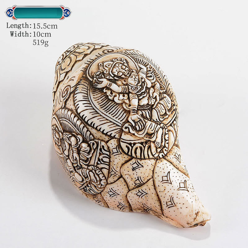 Tibetan Handmade Engraved Shankha Conch Shell Decoration