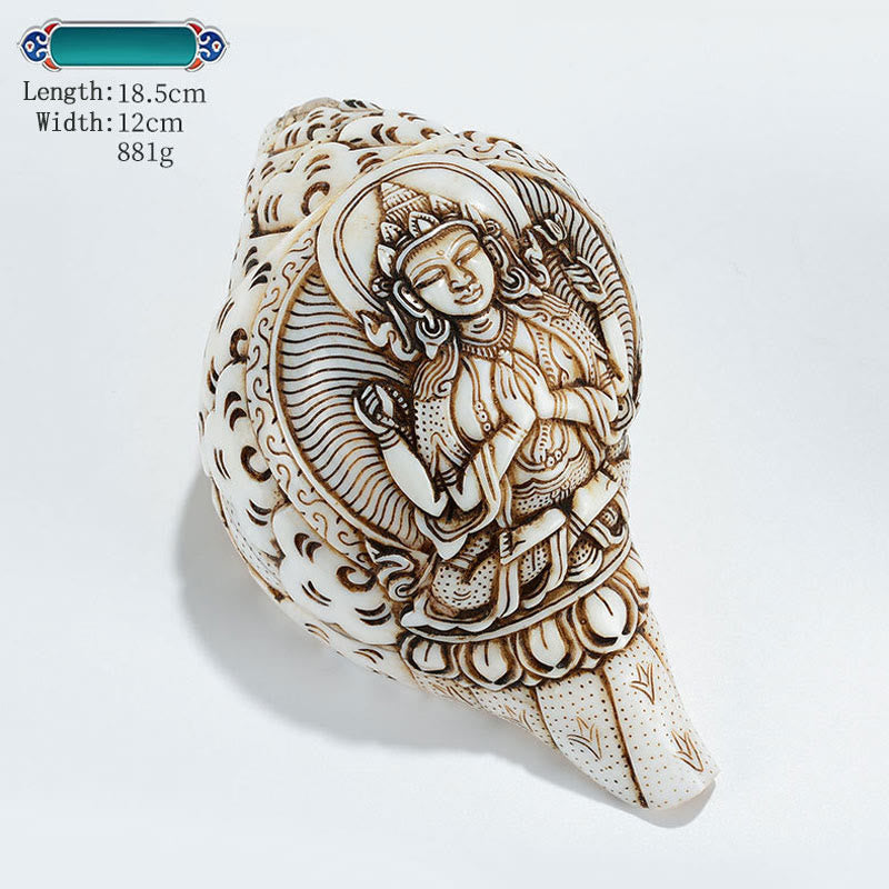 Tibetan Handmade Engraved Shankha Conch Shell Decoration