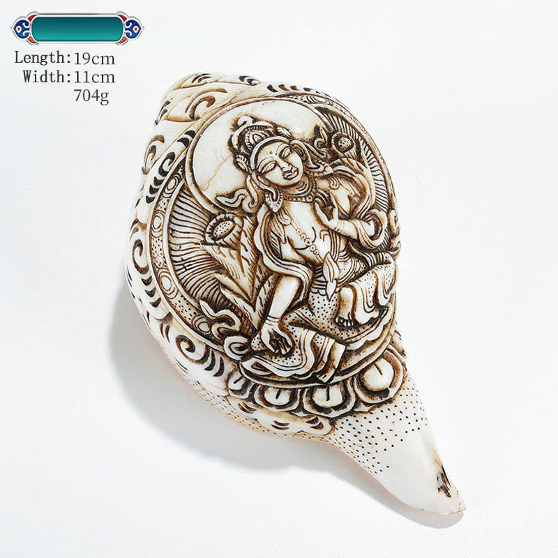 Tibetan Handmade Engraved Shankha Conch Shell Decoration