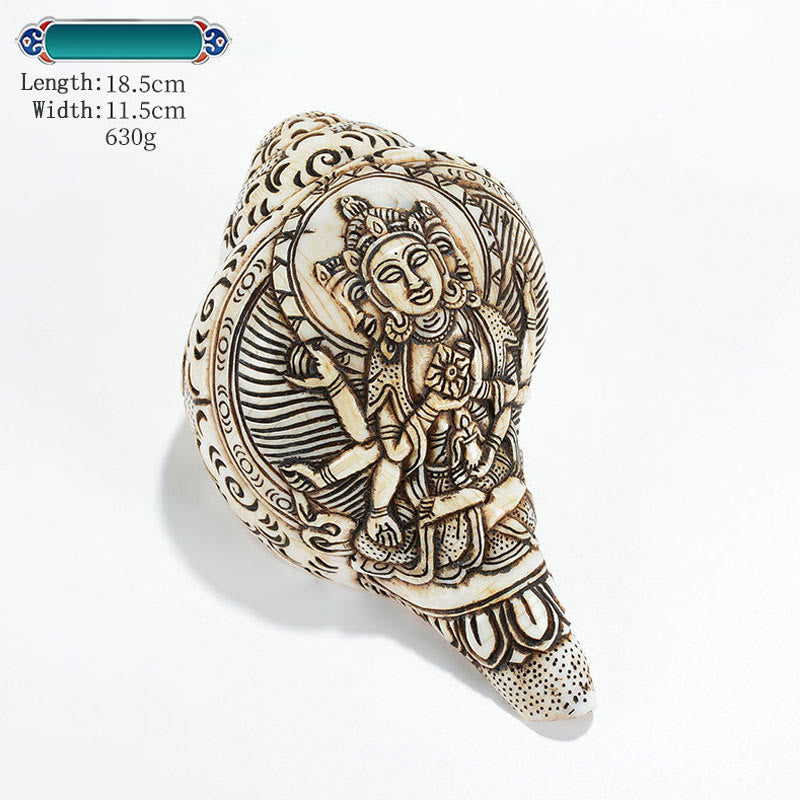 Tibetan Handmade Engraved Shankha Conch Shell Decoration