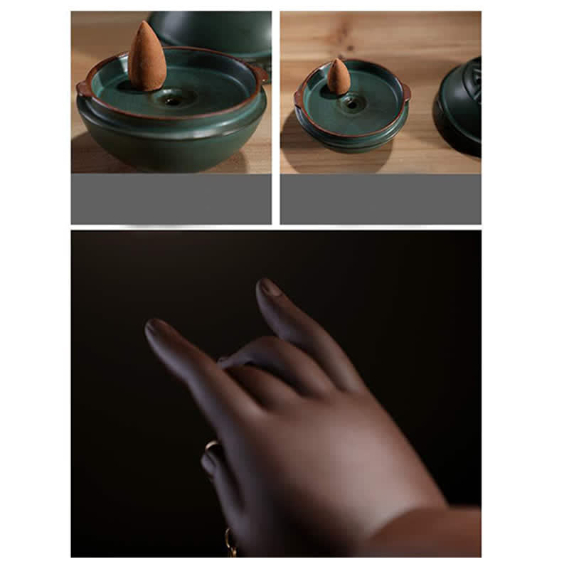 Tibetan Lotus Ceramic Incense Burner