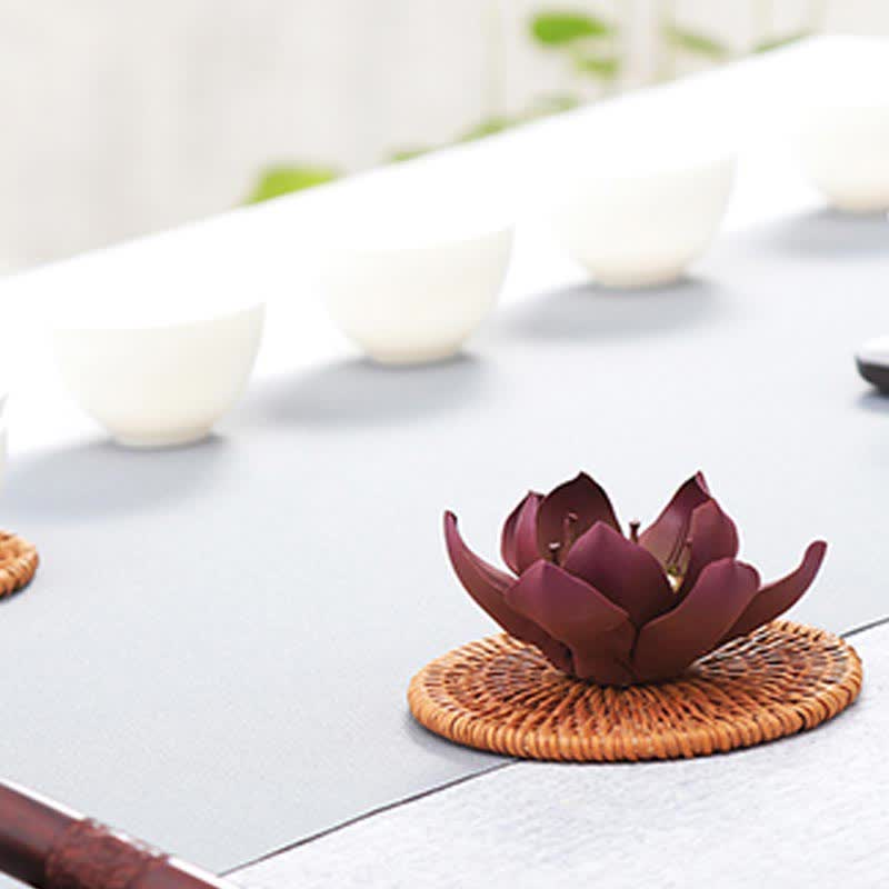 Tibetan Lotus Incense Burner in Purple Clay for Peace & Calm