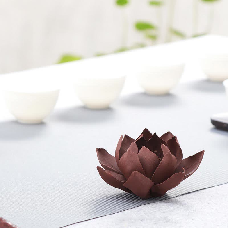 Tibetan Lotus Incense Burner in Purple Clay for Peace & Calm