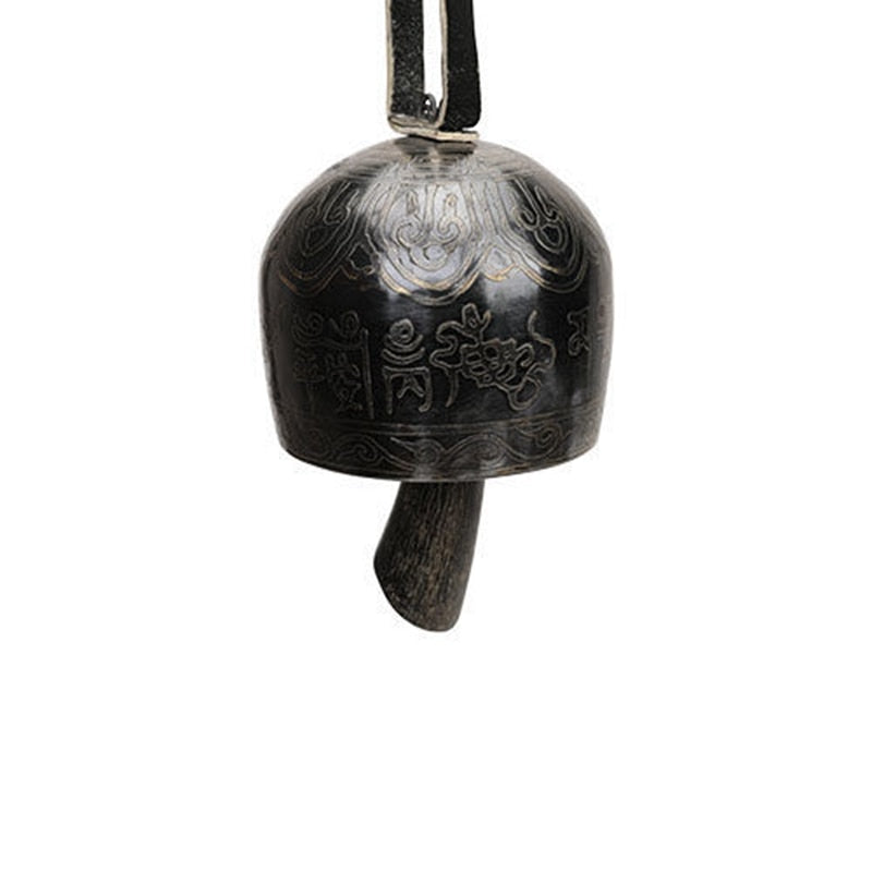 Black metal Tibetan Meditation Bell with decorative engraved patterns for relaxation