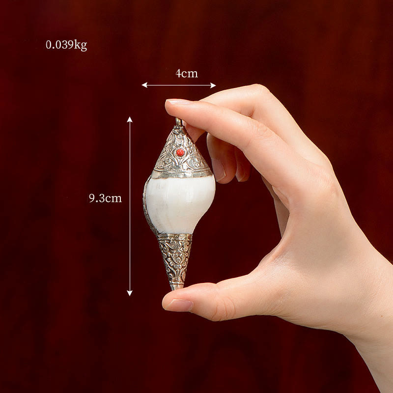 Tibetan Natural Shankha Conch Shell Dragon Decoration