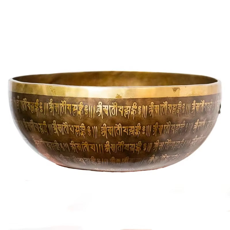 Tibetan Singing Bowl with Sanskrit Text for Meditation from Nepal