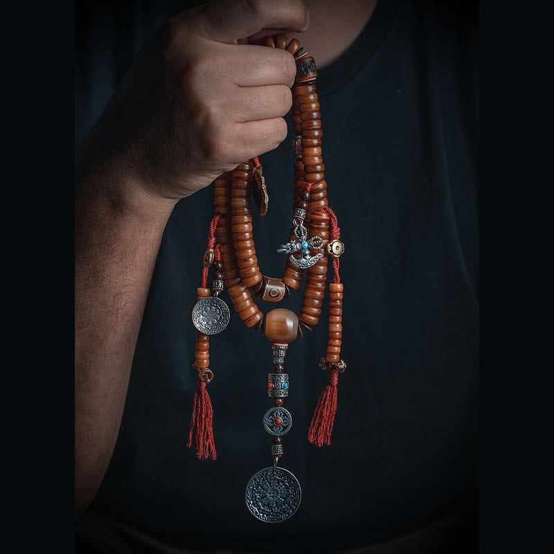 Tibetan Yak Bone 108-Bead Strength Mala Bracelet