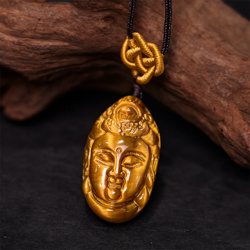 Tiger Eye Avalokitesvara Strength Necklace 6mm Beads
