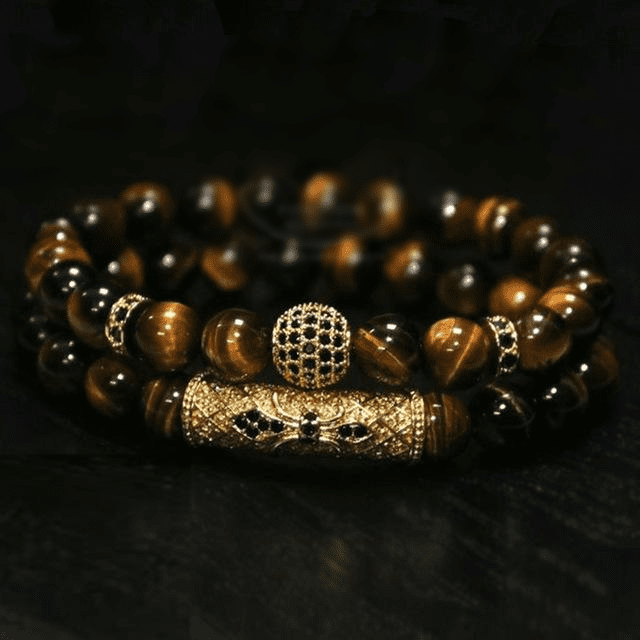 Tiger Eye & Black Agate Beaded Bracelets