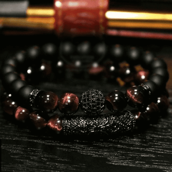 Tiger Eye & Black Agate Beaded Bracelets