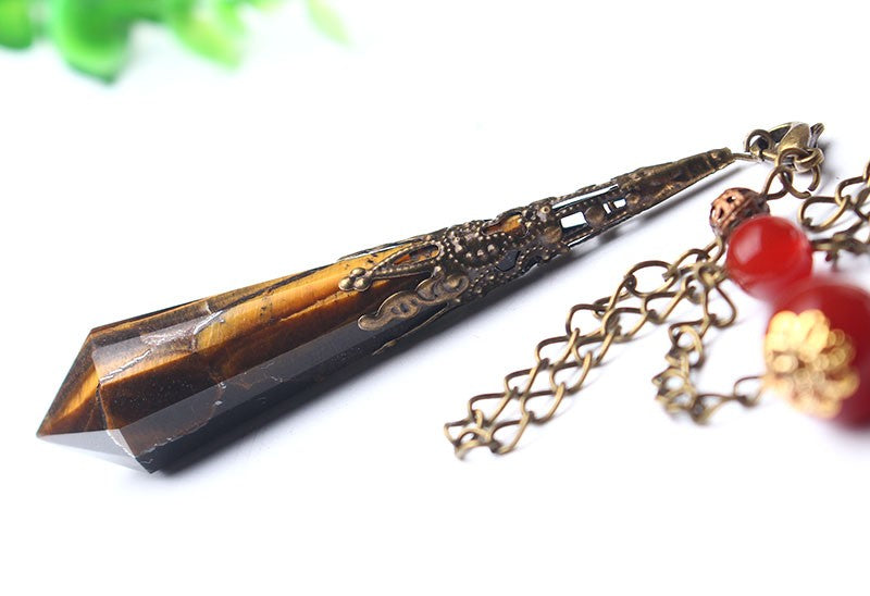 Tiger Eye Crystal Pendulum for Protection and Luck
