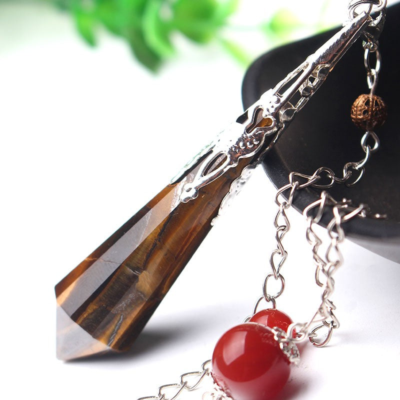 Tiger Eye Crystal Pendulum for Protection and Luck