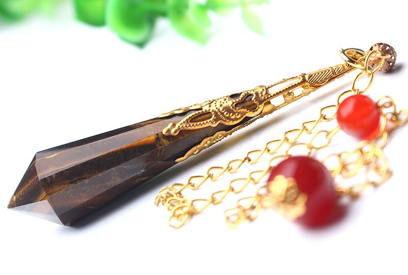 Tiger Eye Crystal Pendulum for Protection and Luck