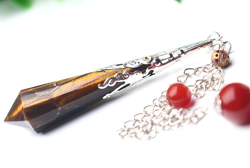 Tiger Eye Crystal Pendulum for Protection and Luck