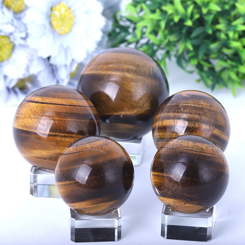 Tiger Eye Crystal Sphere 2-4 Inch Natural Healing Orb