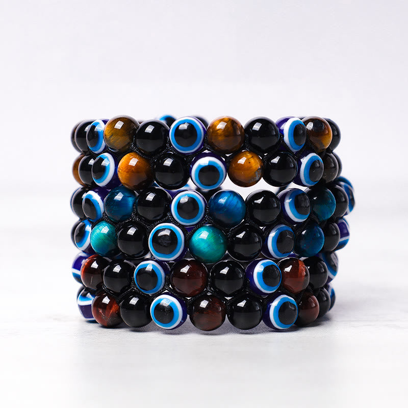 Tiger Eye Evil Eye Protection Bracelet 8mm Beads Classic