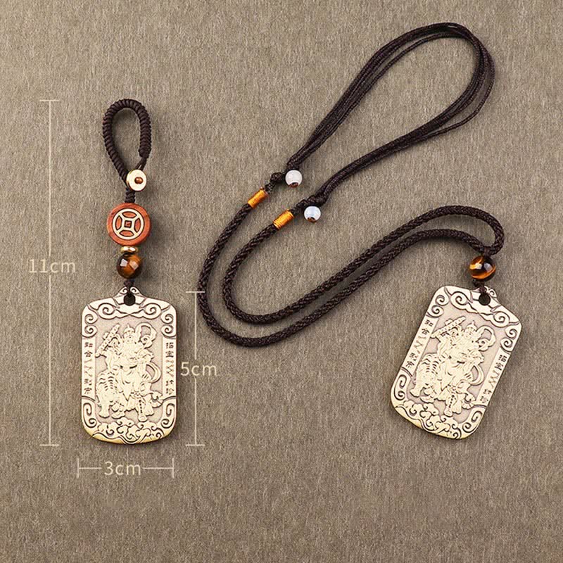 Tiger Eye God of Wealth Necklace | Copper Protection Charm