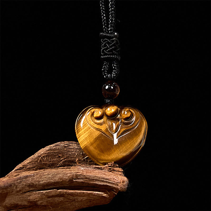 Tiger Eye Protection Rope Necklace with Heart Pendant