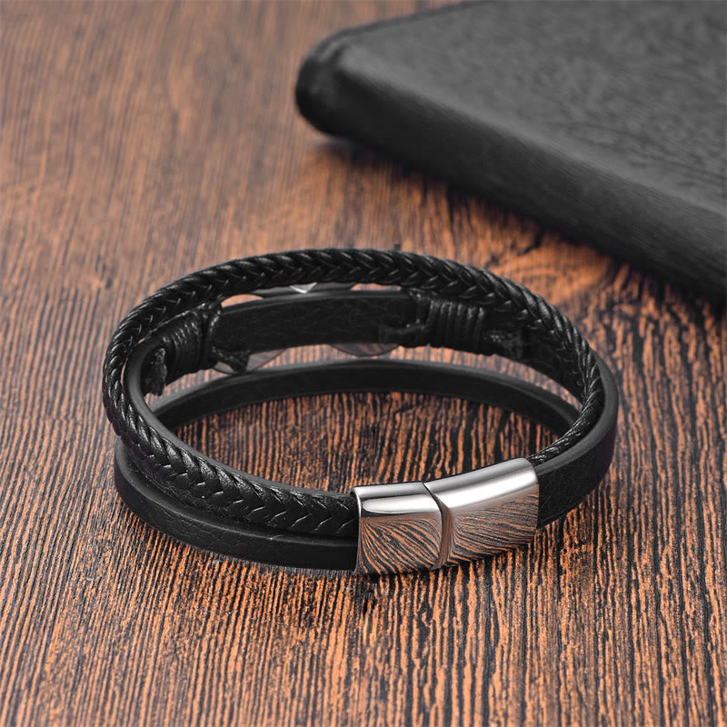 Titanium Steel Leather Lotus Bracelet with Infinity Symbol Calm Balance