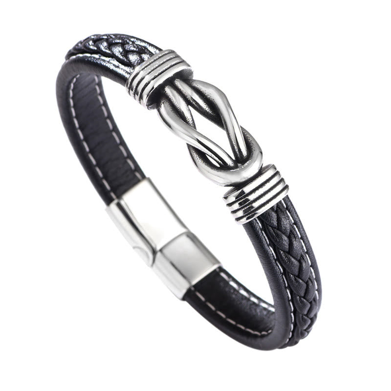 Titanium Steel Leather Strength Bracelet | Unisex Lotus Jewelry