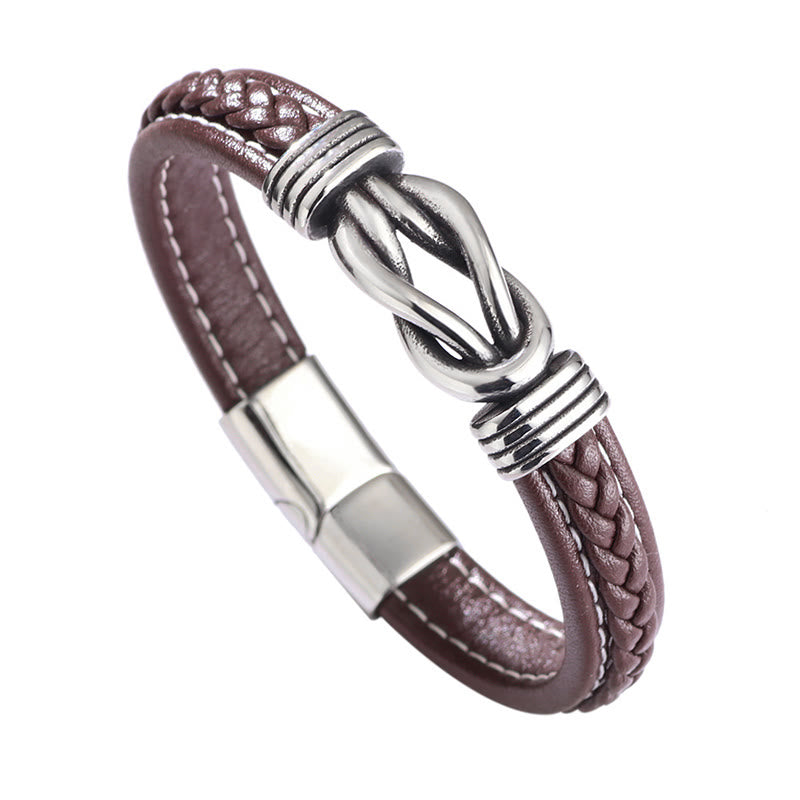 Titanium Steel Leather Strength Bracelet | Unisex Lotus Jewelry