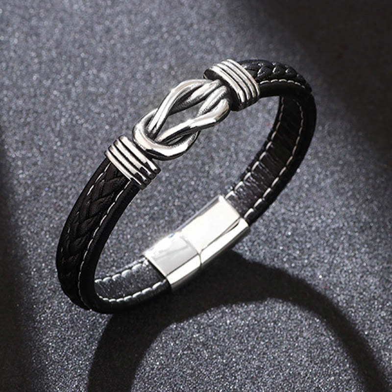 Titanium Steel Leather Strength Bracelet | Unisex Lotus Jewelry