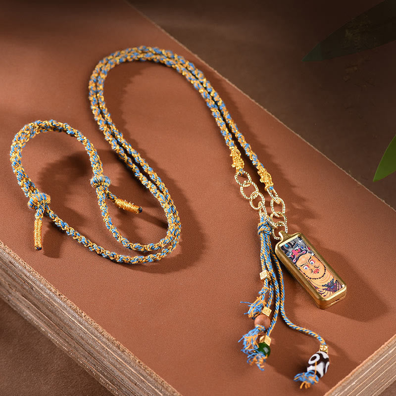 Titanium Steel Necklace with Five Gods of Wealth Pendant