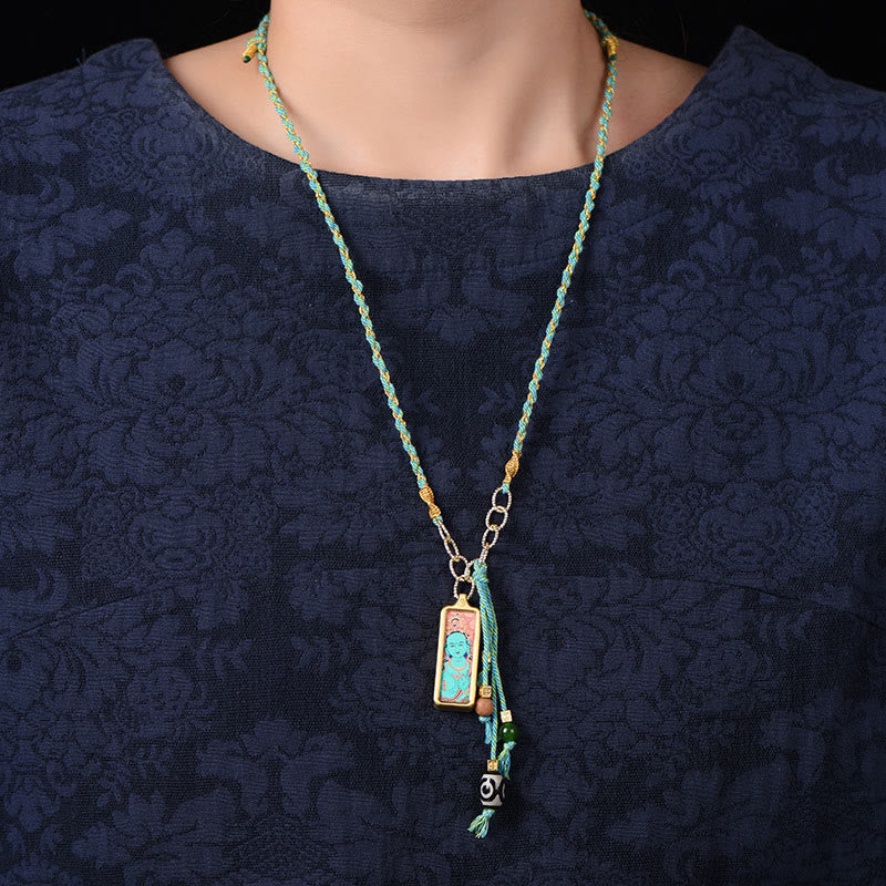 Titanium Steel Necklace with Five Gods of Wealth Pendant