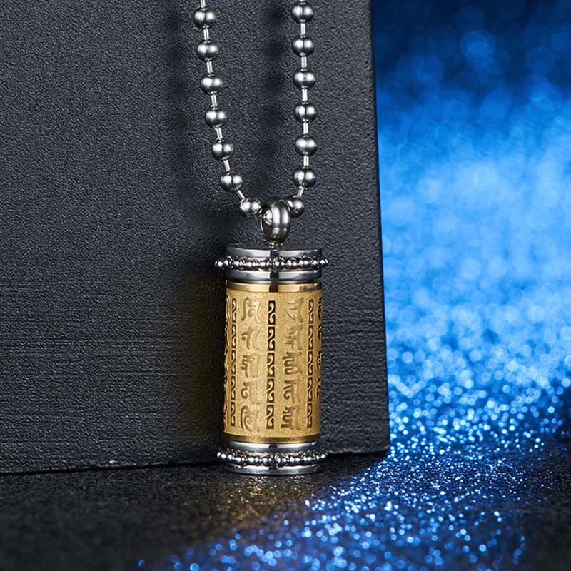 Titanium Steel Prayer Wheel Necklace | Balance Spiritual Pendant