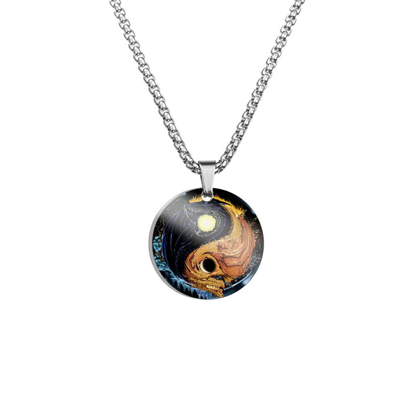 Titanium Steel Yin Yang Koi Fish Harmony Necklace