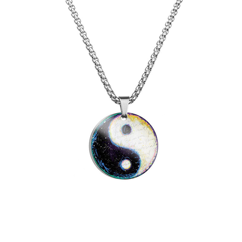 Titanium Steel Yin Yang Koi Fish Harmony Necklace