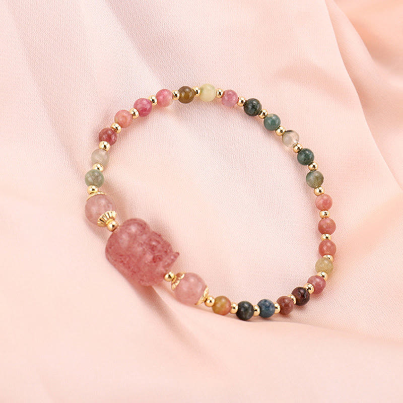 Tourmaline Garnet Pixiu 14-15cm Protection Bracelet