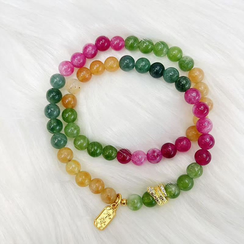 Tourmaline Gold Plated Year of the Snake Double Wrap Bracelet