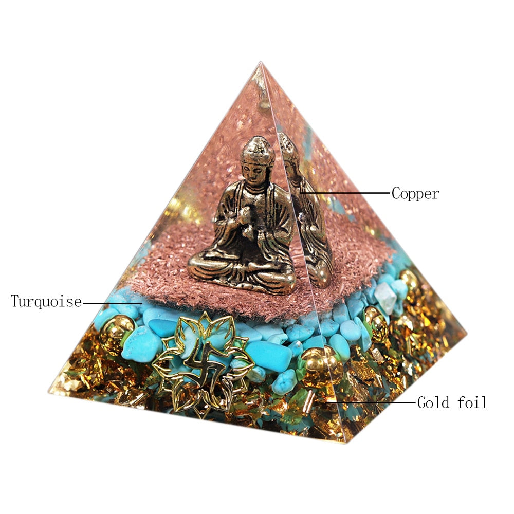 Tranquil Buddha Turquoise Orgone Pyramid