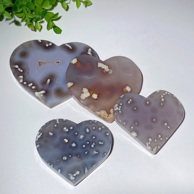 Tree Agate Crystal Heart Carvings 2.8-4.2 Inches Healing