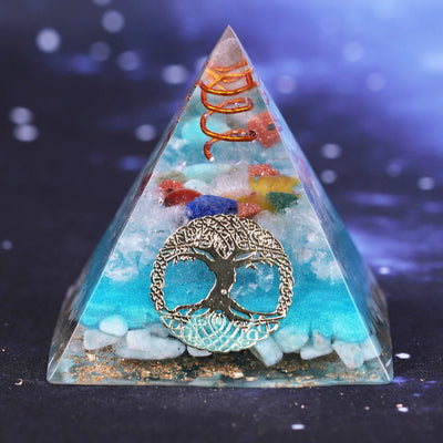 Tree Of Life Amazonite 7 Chakra Orgone Pyramid