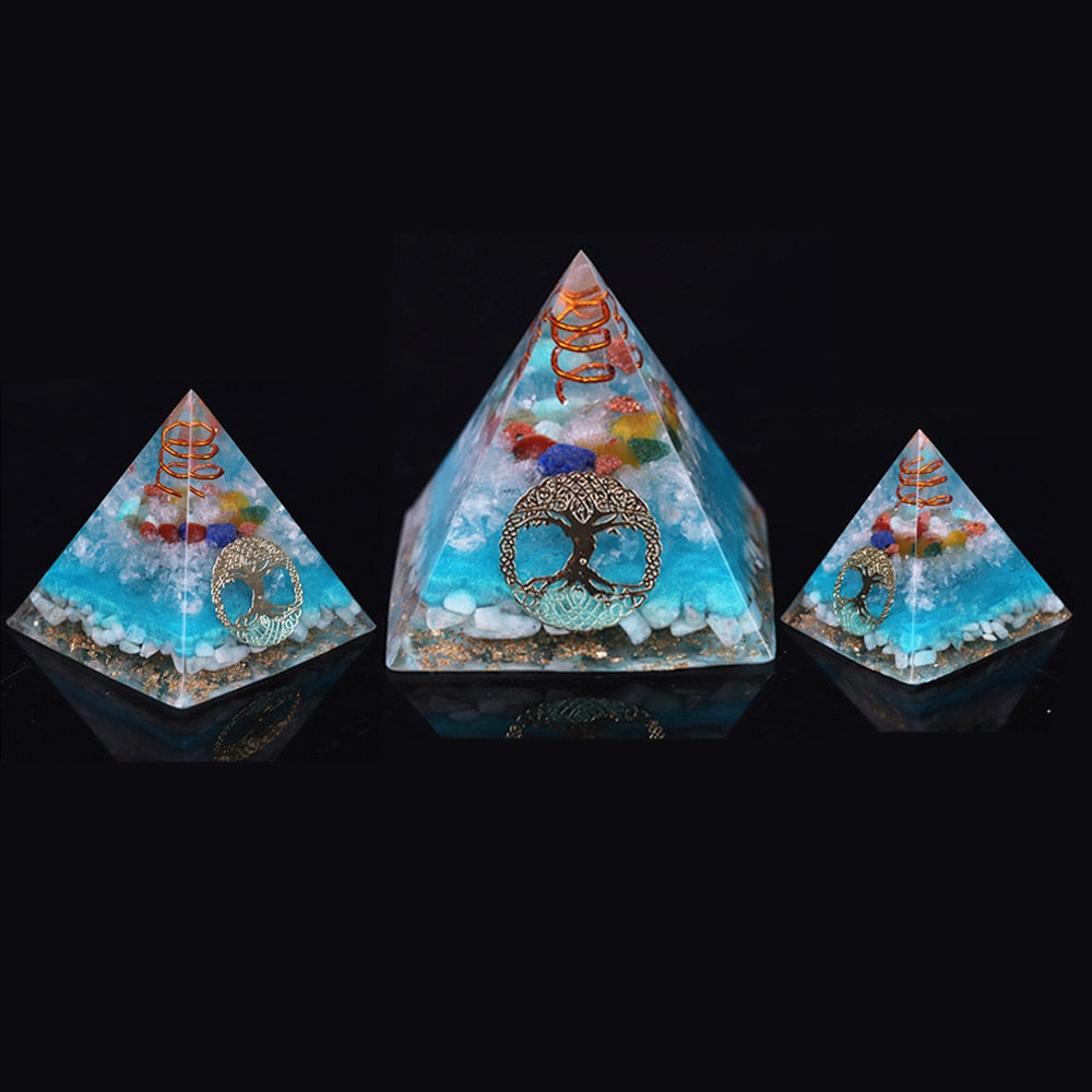 Tree Of Life Amazonite 7 Chakra Orgone Pyramid