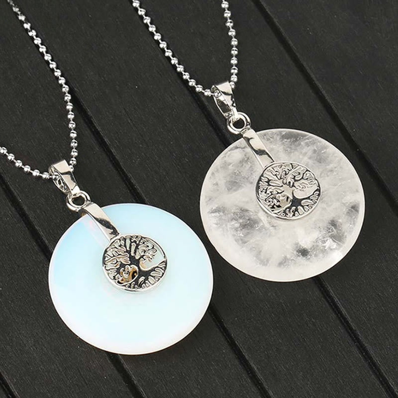 Tree of Life Necklace with Rose Quartz & Crystals for Kindness