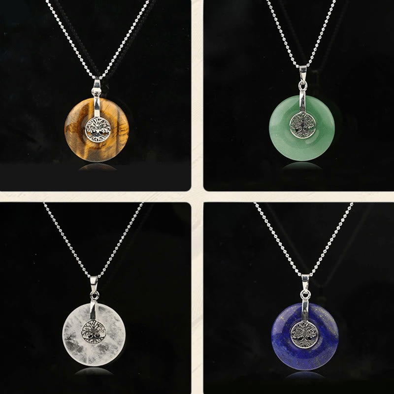 Tree of Life Necklace with Rose Quartz & Crystals for Kindness