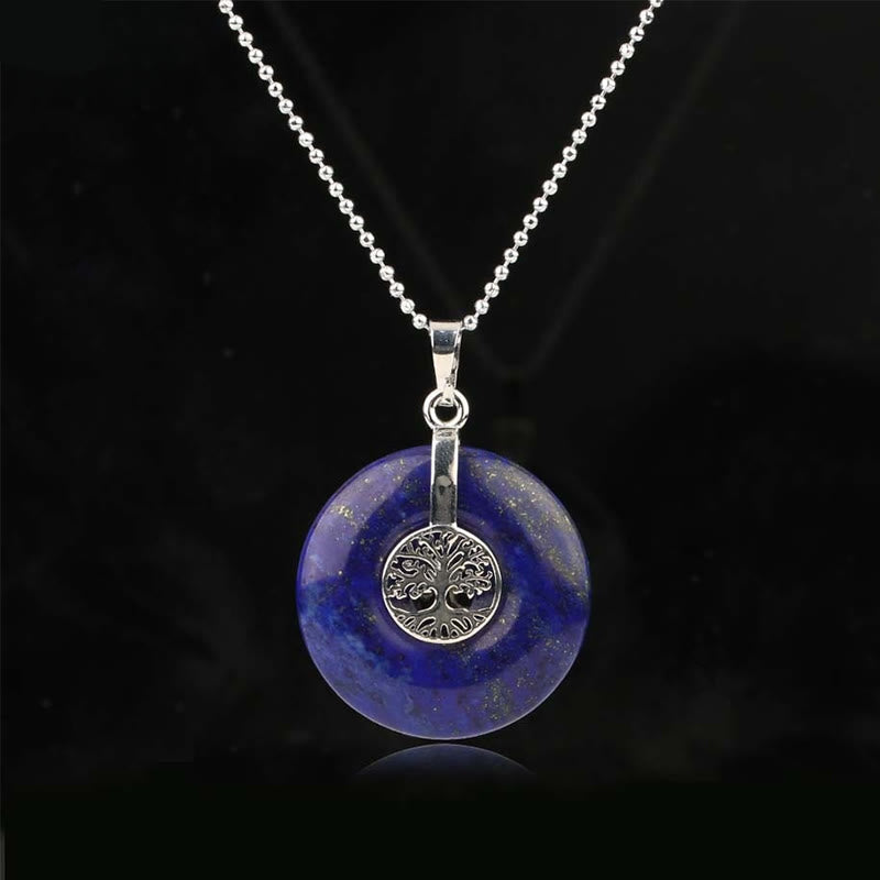 Tree of Life Necklace with Rose Quartz & Crystals for Kindness