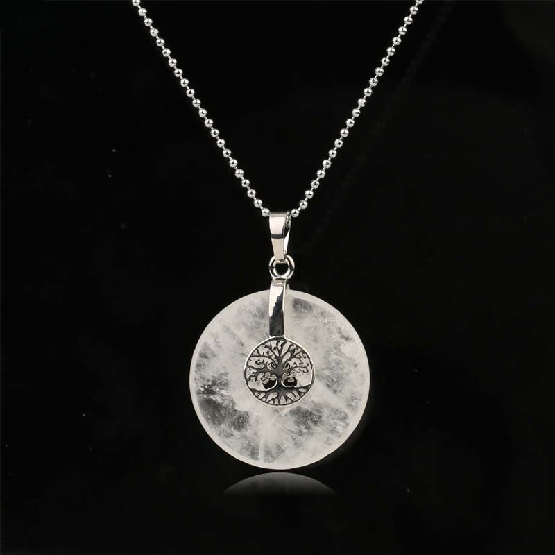 Tree of Life Necklace with Rose Quartz & Crystals for Kindness