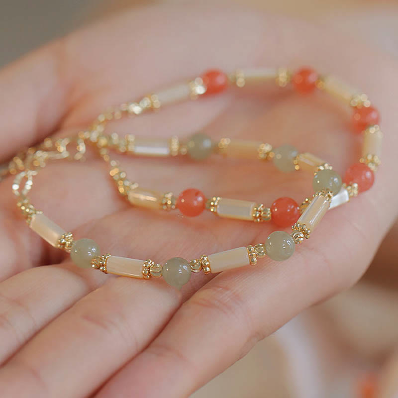 Tridacna Stone and Hetian Jade Blessing Bracelet 6mm