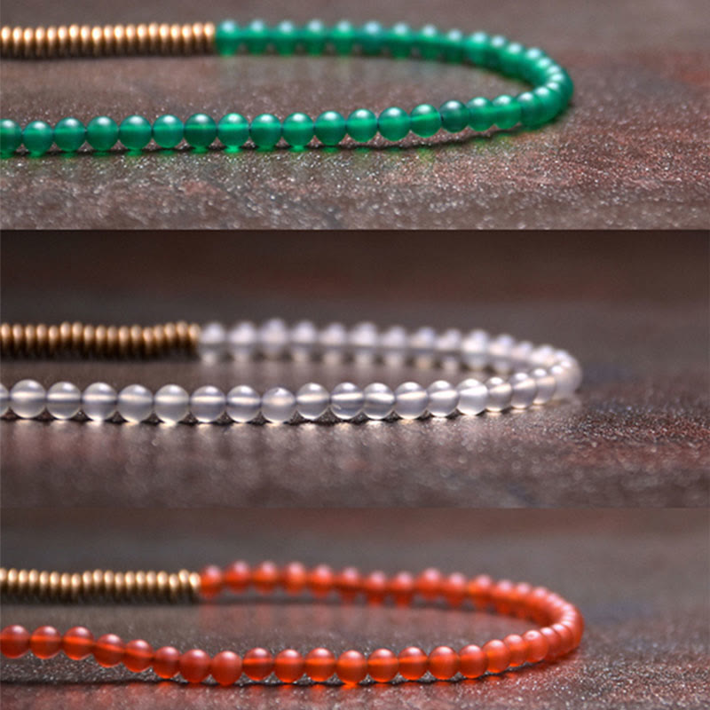 Triple Wrap Agate Stone Protection Copper Bracelet