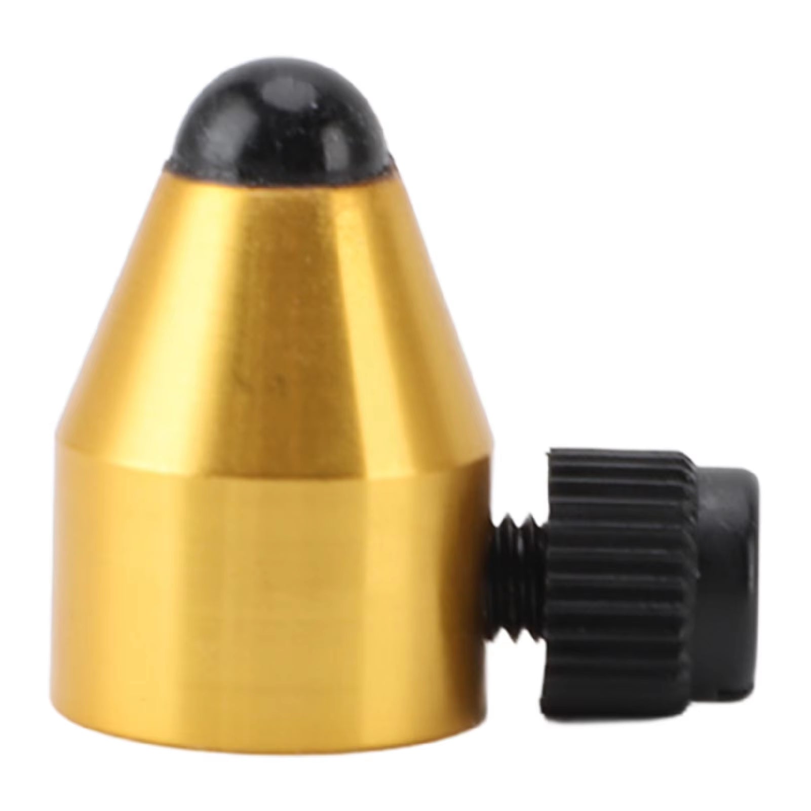 Gold-colored metal cone with black adjustment knob for Tuning Fork Feet accessory