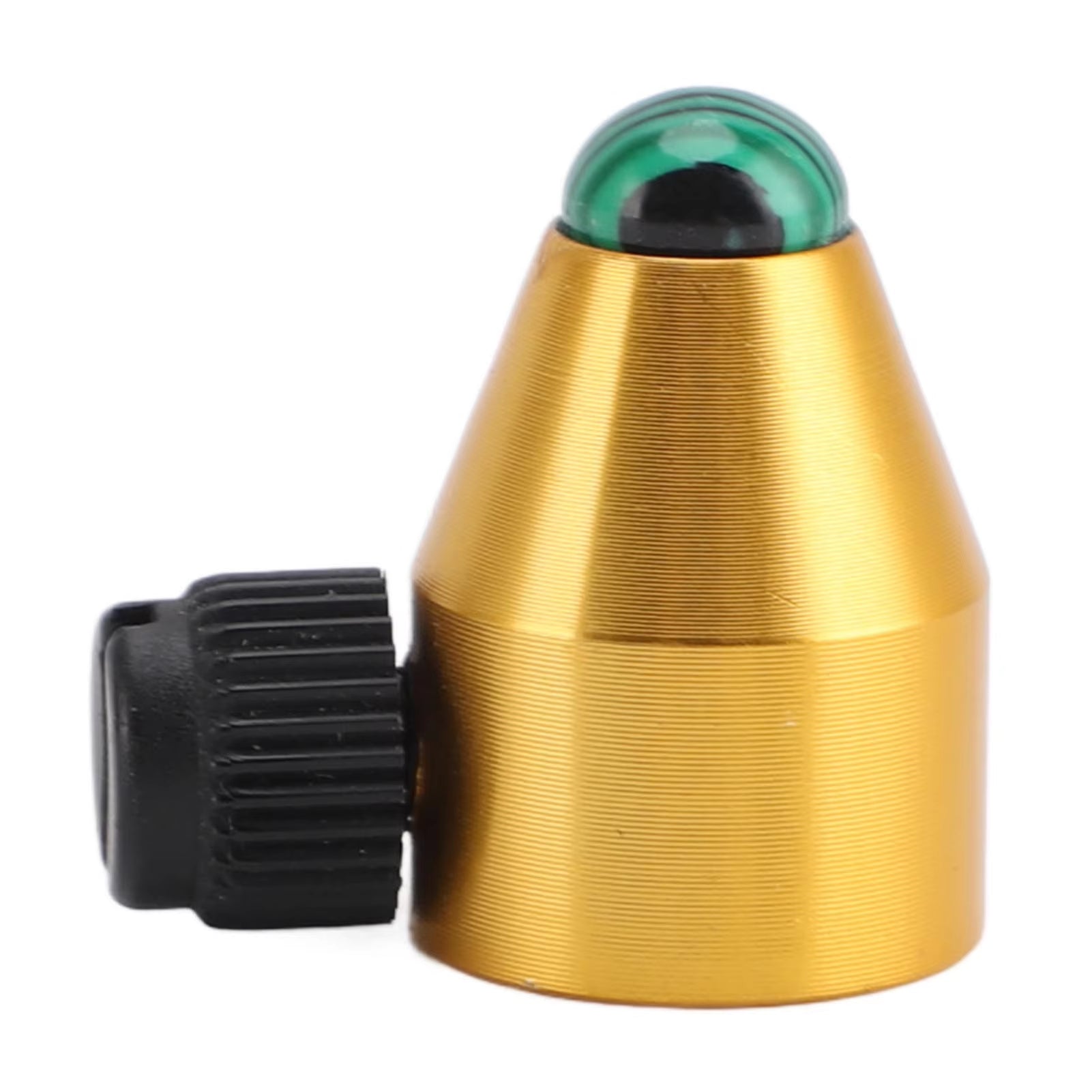 Gold metal cone with green dome top and black knob for Tuning Fork Feet accessory
