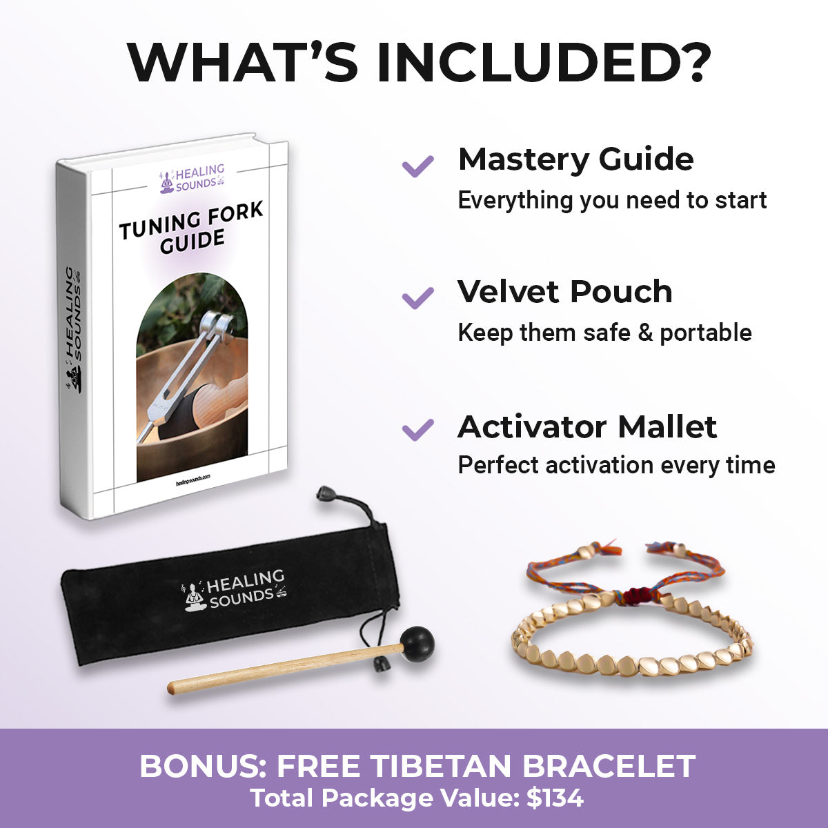 852 Hz Solfeggio Tuning Fork for Healing - Spiritual Awakening - What's Included