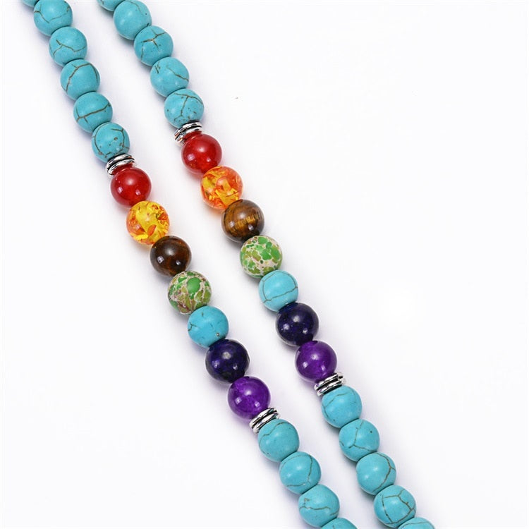 Turquoise 7 Chakra Mala Necklace 108 Bead Set