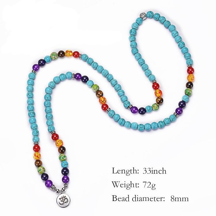 Turquoise 7 Chakra Mala Necklace 108 Bead Set